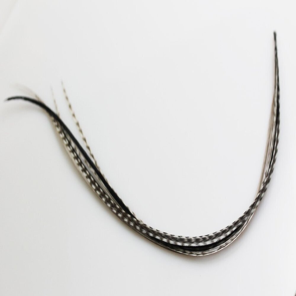 Feather Hair Extension Genuine Rooster 10 Inches Silver Curly Hair Accessory